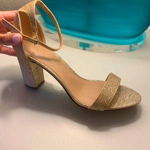 Madden Girl Bella Rose Gold Glitter Block Heel